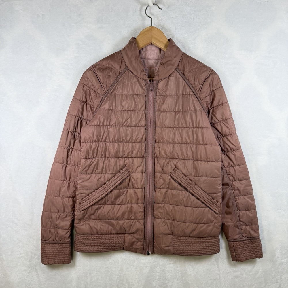 Lululemon Bomber Jacket Womens Sz 6 Rose Pink The Bomb Full Zip Reversible Light